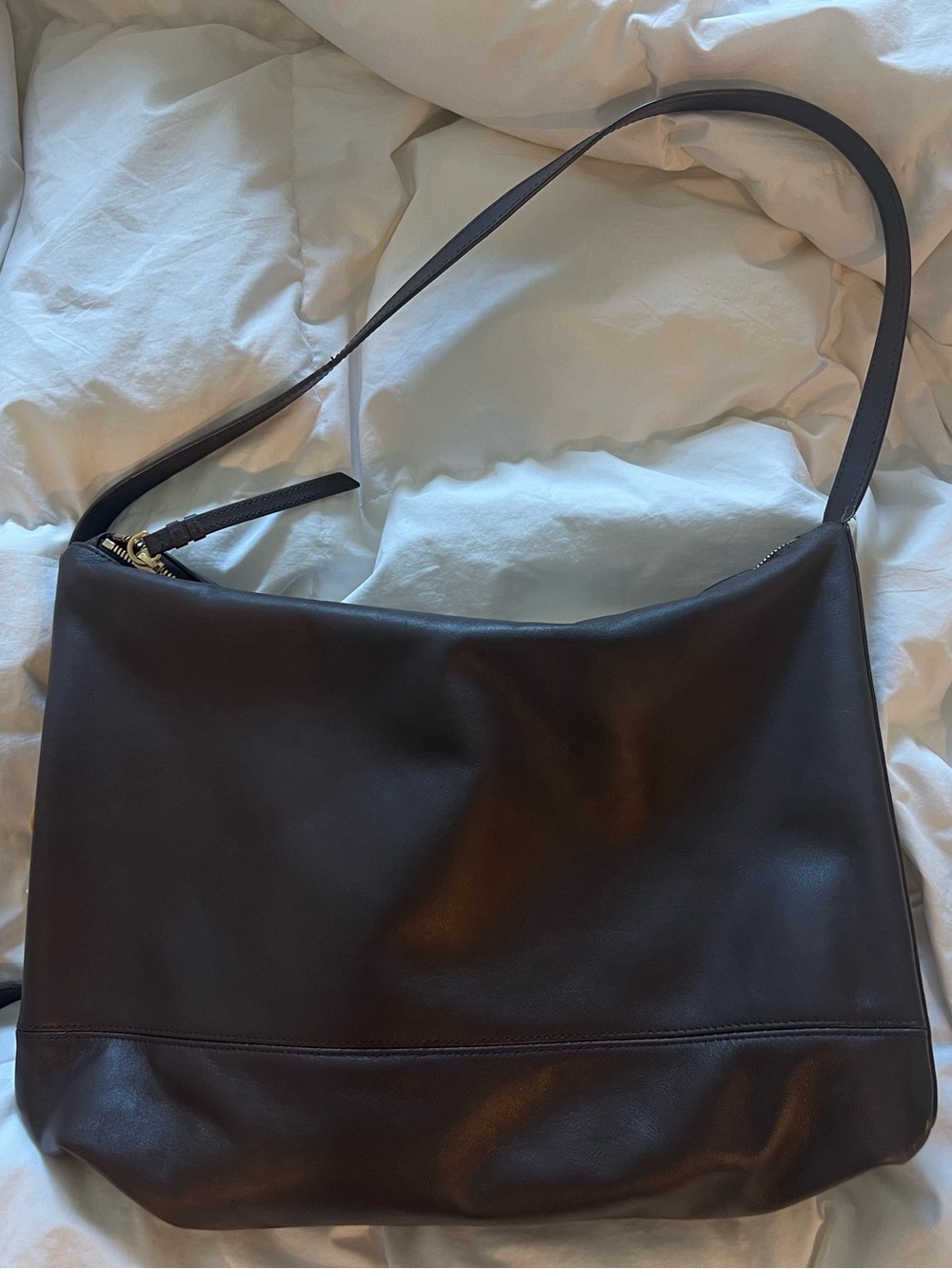 Hoze Classic Dark Brown Leather Shoulder Bag